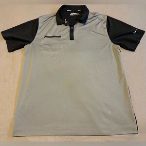 Nike Dri Fit Golf Polo Shirt Black & Gray Short Sleeve Pocket Men’s Size Large
